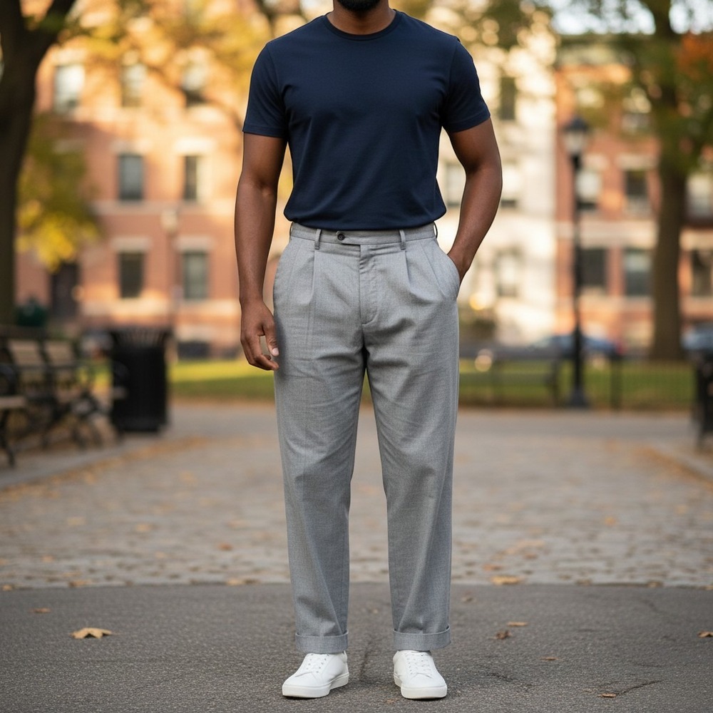 Wimbledon Dress Pants 44x30 Gray Excellent Pleated Cuffed Formal Trousers
